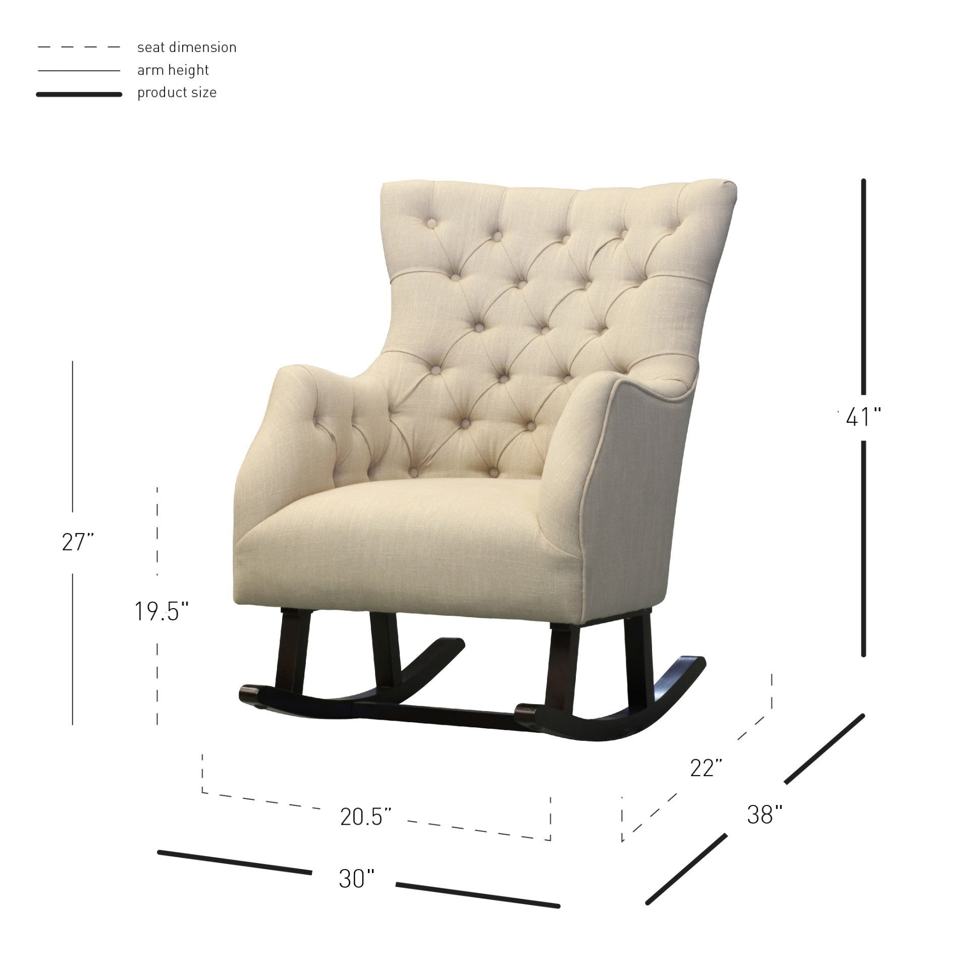 New Pacific Direct Abigail Fabric Tufted Rocking Chair  - 3900023