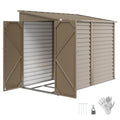 Outsunny 4.6' x 9' Steel Outdoor Storage Shed, with Foundation Kit, Lockable Doors and Gloves, Brown - 845-841V01BN