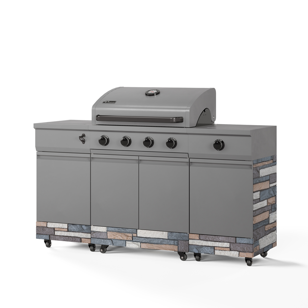 TYTUS Fresno 5-Burner LP/NG Convertible Grill in Gunmetal + Ash Stone - TDT-021-0104