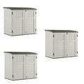 Suncast 3 Door Locking System Horizontal Storage Shed Stow Away, Ivory (3 Pack) - 172820