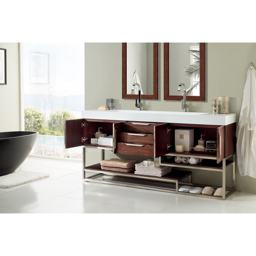 James Martin Vanities Columbia 72" Double Vanity - 388-V72D-AGR-MB-DGG