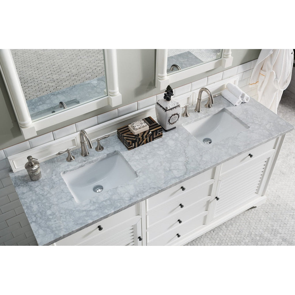 James Martin Vanities Savannah 72" Bright White Double Vanity - 238-104-V72-BW-3AF