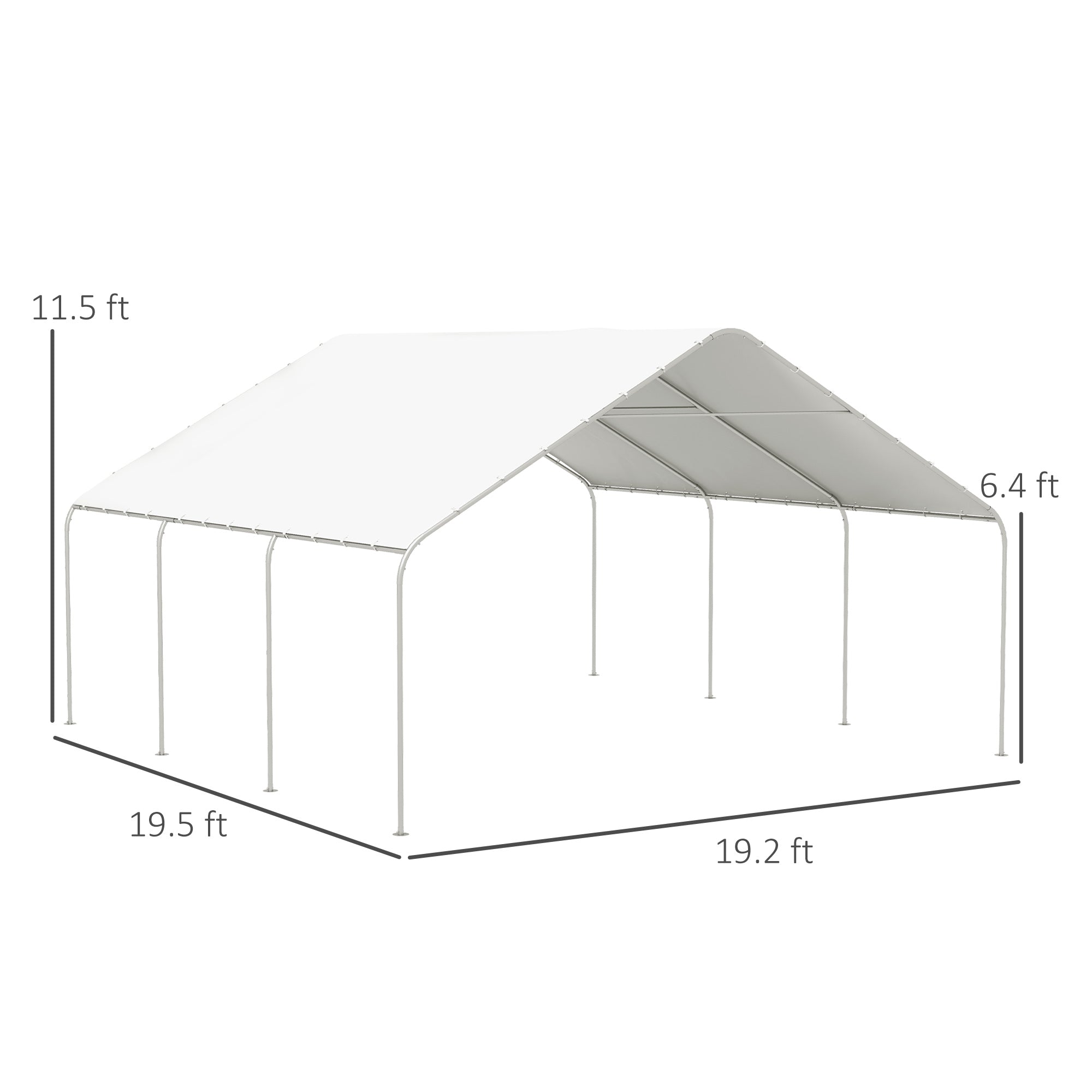 Outsunny 19' x 19.5' Carport, Portable Garage, Anti-UV Cover, Car, Truck, Boat, Catering, Wedding - 84C-524V00WT