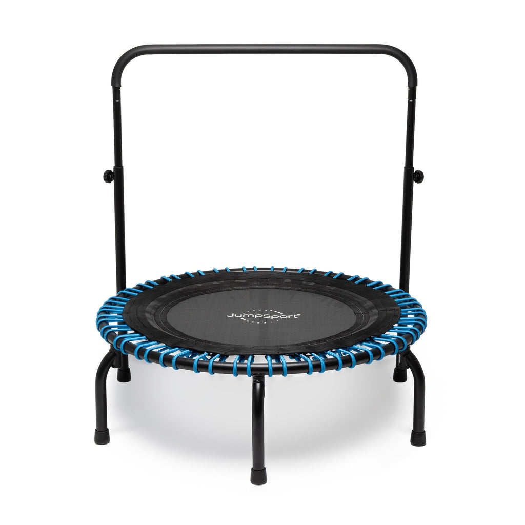Disc-O-Bed JumpSport 350 Series 39" Trampoline & Handle Bar Bundle, 30 Adjustable Bungees, Stable No-Tip Arched Legs, & 60 Day Streaming Trial - 404403