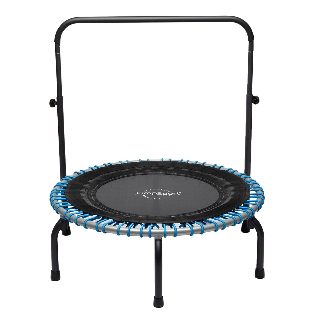 Disc-O-Bed JumpSport 350 Series 39" Trampoline & Handle Bar Bundle, 30 Adjustable Bungees, Stable No-Tip Arched Legs, & 60 Day Streaming Trial - 404403