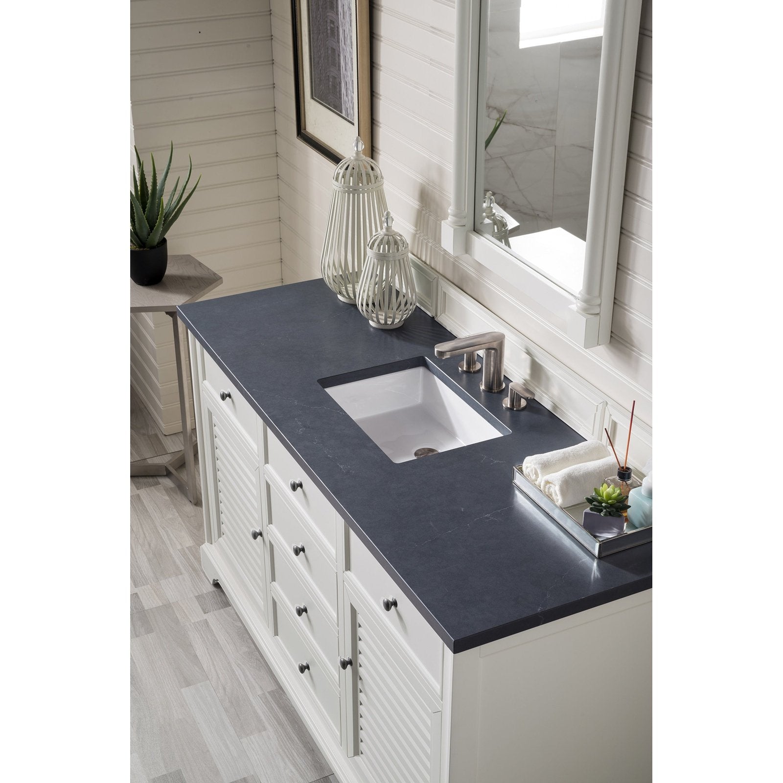 James Martin Vanities Savannah 60" Bright White Single Vanity - 238-104-V60S-BW-3AF