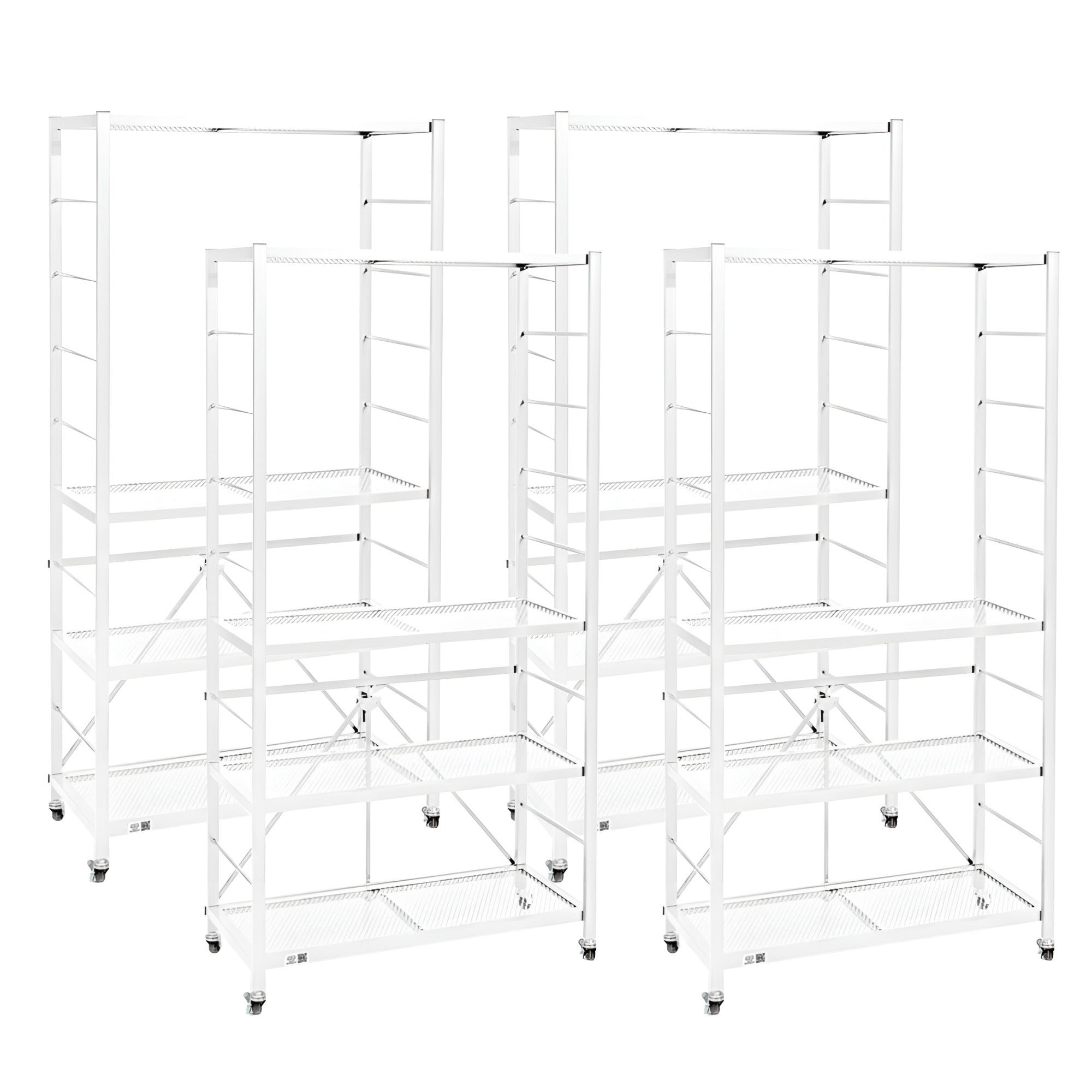 Origami 4 Pack Folding Steel Storage Rack, Adjustable Shelves, R2 Series, White - 415218