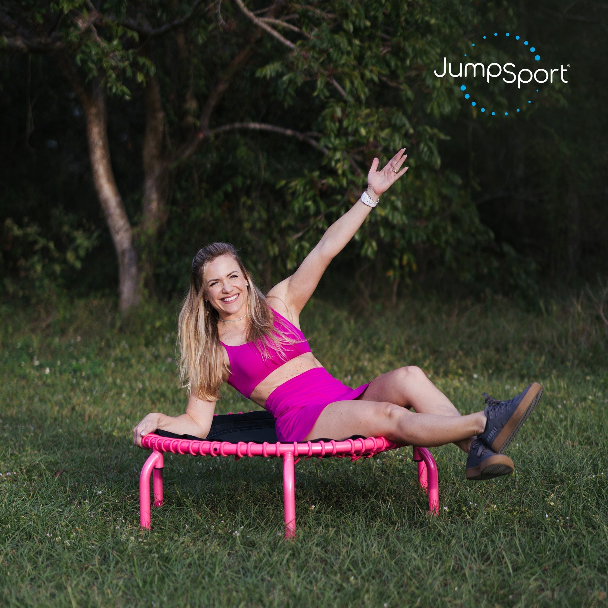 Disc-O-Bed JumpSport 350 PRO Fitness Trampoline, Cardio Workout Equipment, 39 Inch, Blossom - 415466