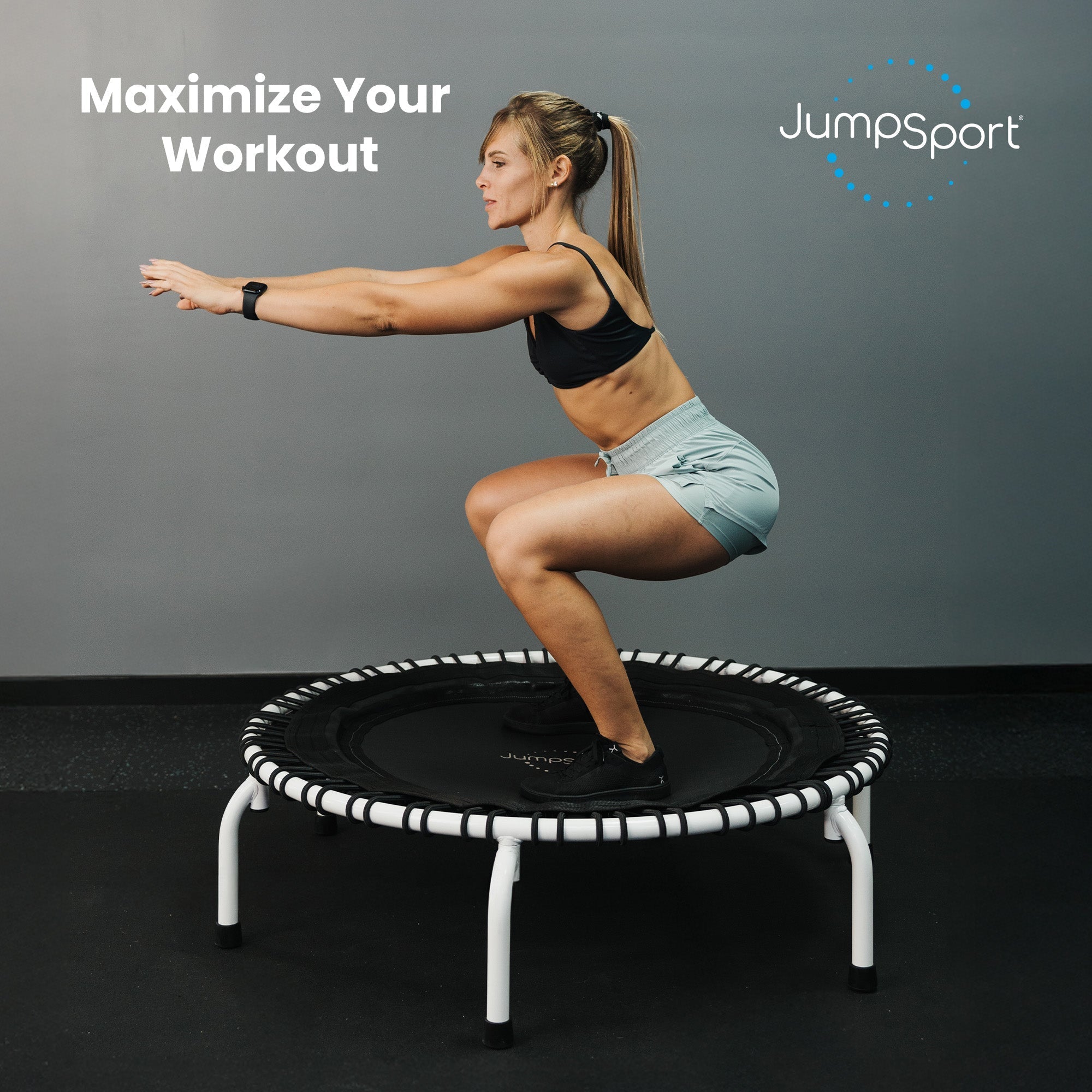 Disc-O-Bed JumpSport 44 Inch PRO Workout Rebounder for Adults 44" Fitness Trampoline, Black - 420675