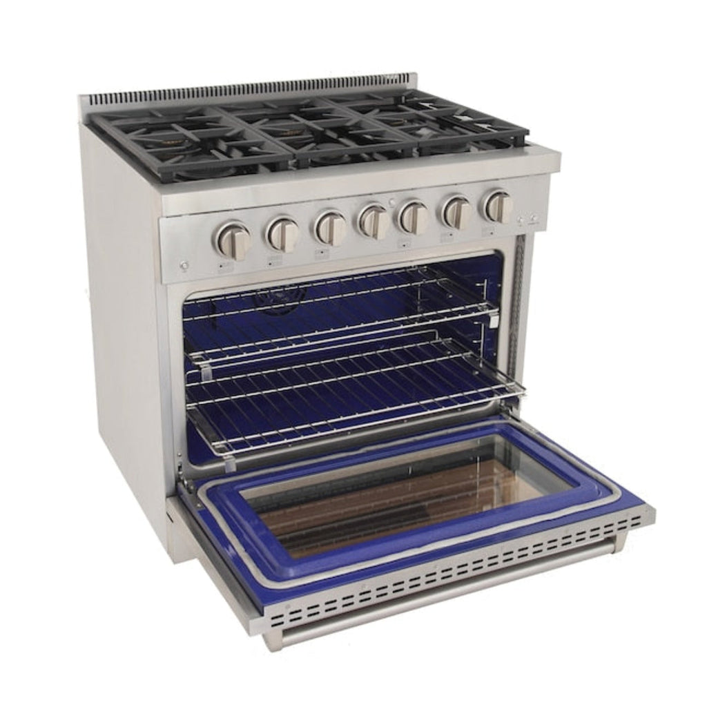 Kucht Professional 36" 5.2 cu. ft. Propane Gas Range in Stainless Steel with True Simmer Burners, KFX3600X/LP-S - KFX3600X/LP-S