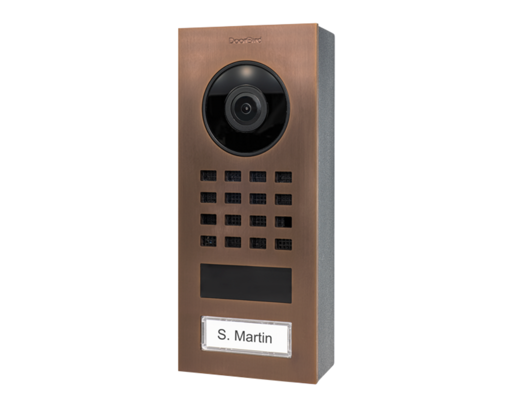 DoorBird D1101V Surface-Mount IP Video Intercom, 1 Call Button in Bronze - 423867437