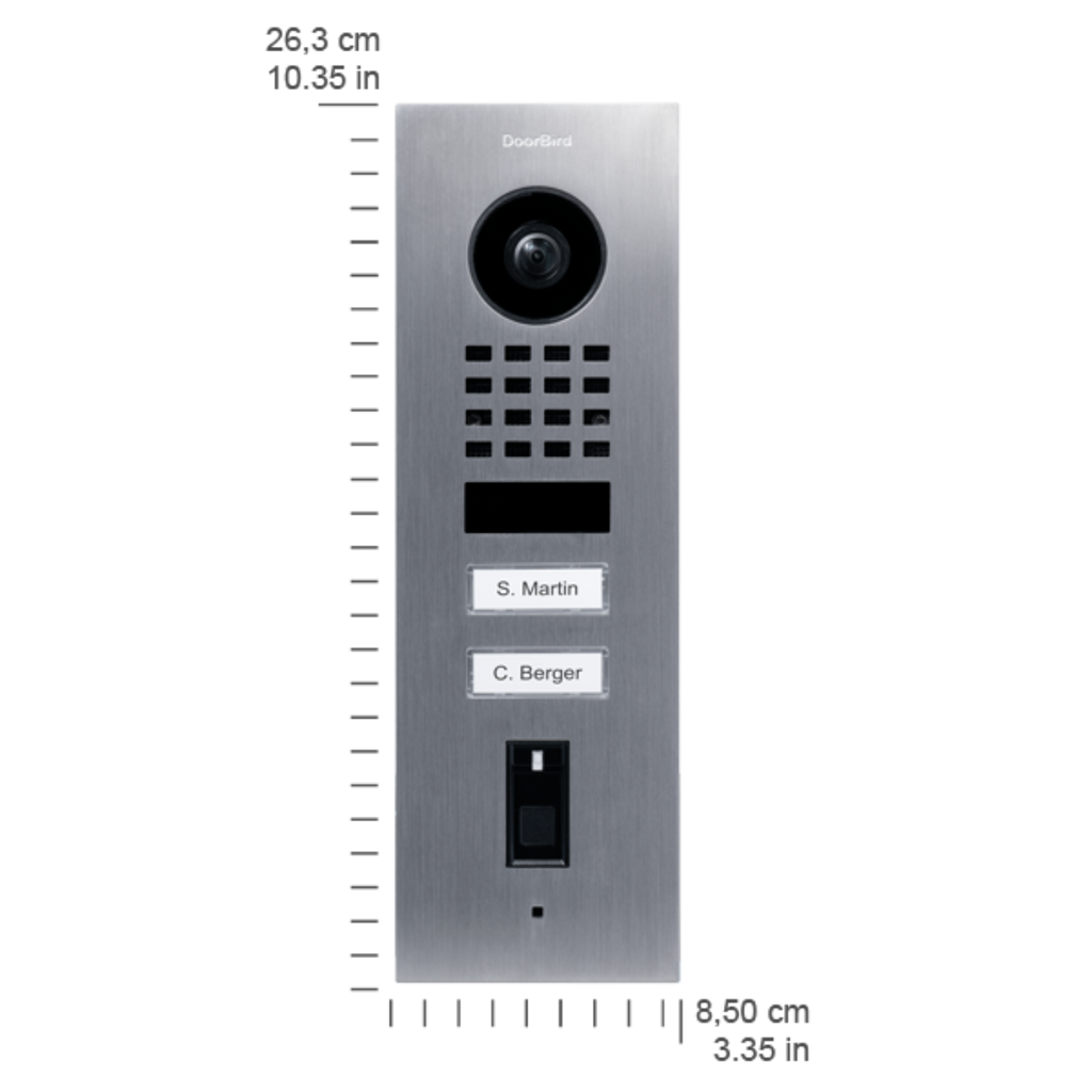DoorBird D1102FV Fingerprint 50 Flush-Mount IP Video Door Station, 2 Call Button in  Stainless Steel V4A - 423872301