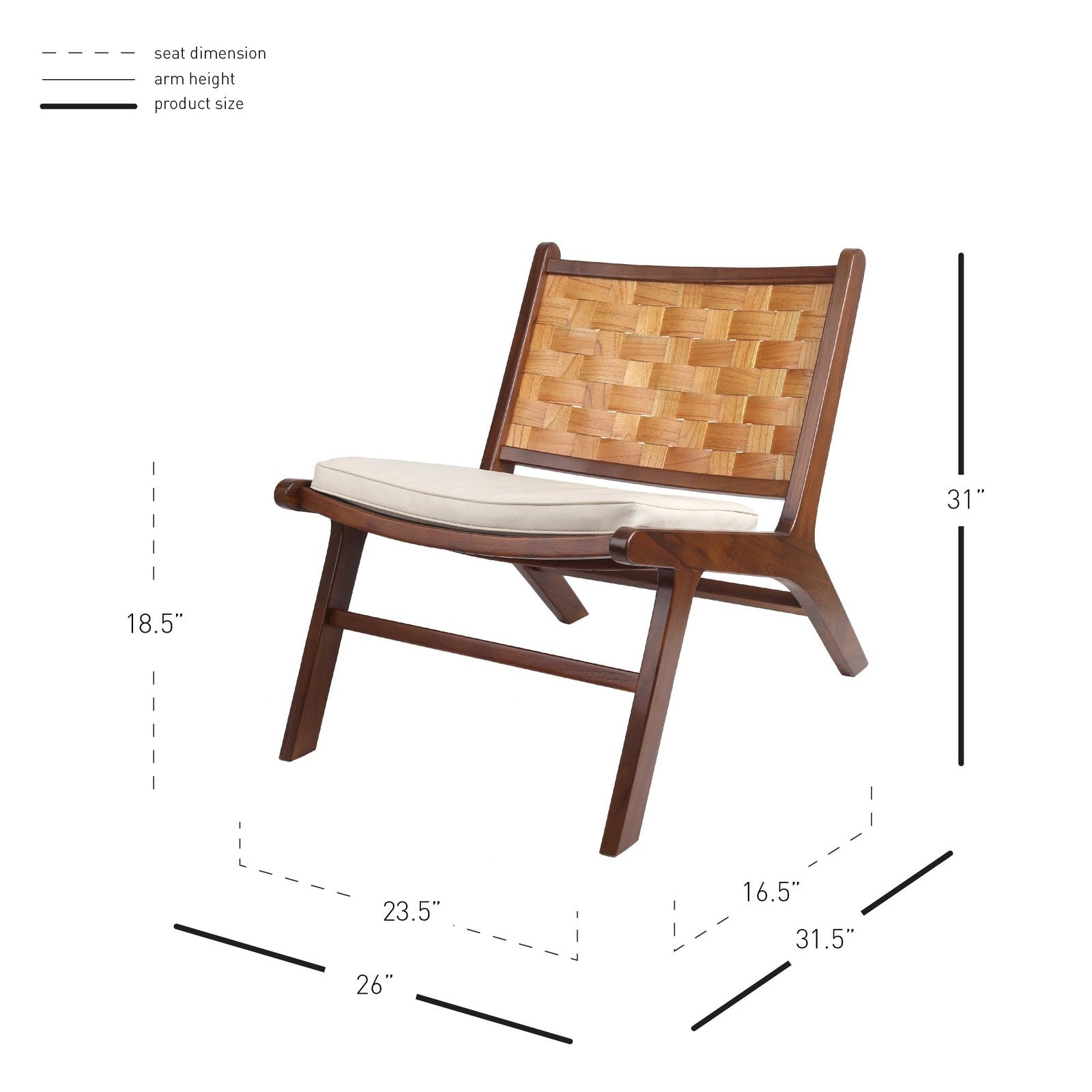 New Pacific Direct Loria Teak Accent Chair w/ PU Cushion 4800004 - 4800004