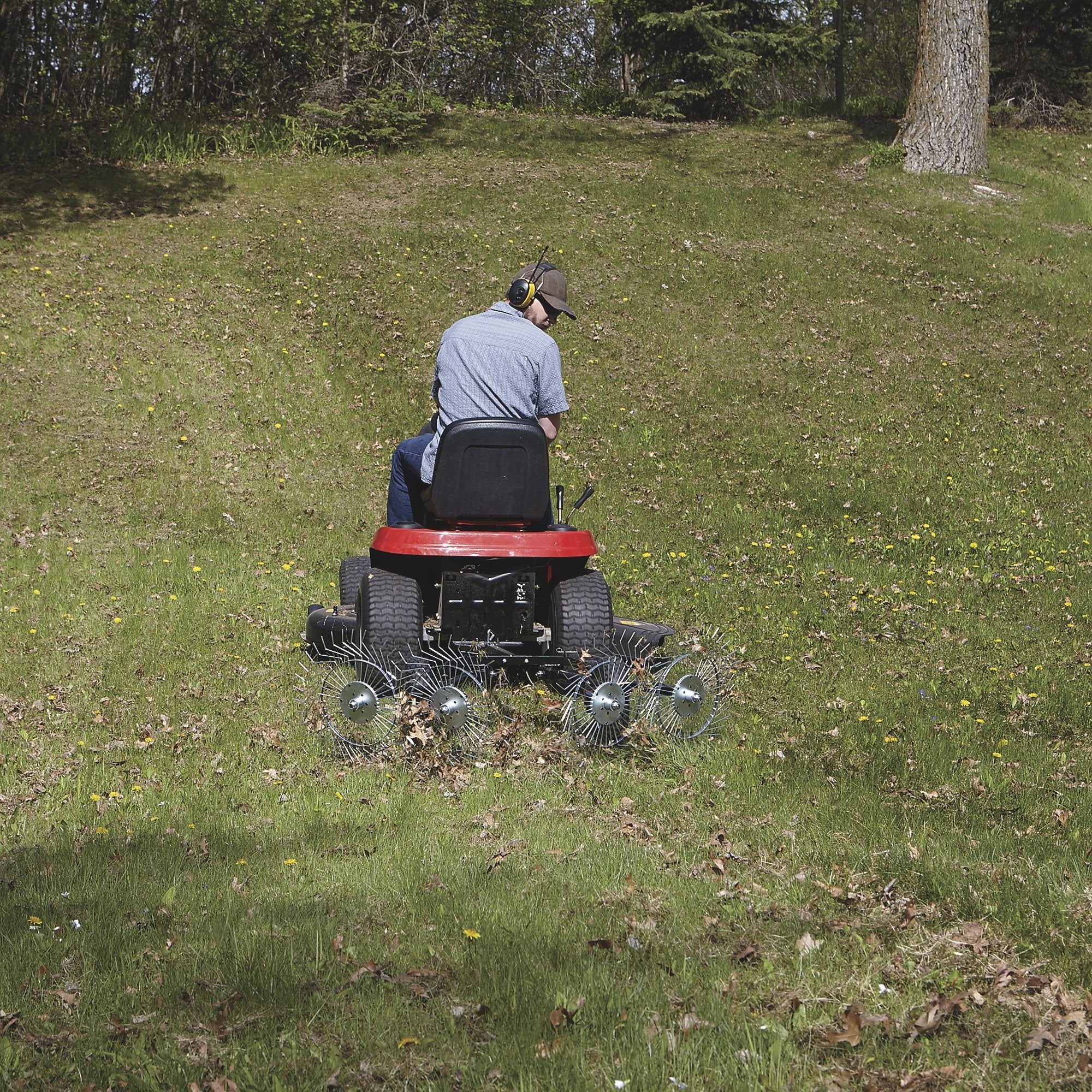 Strongway Acreage Rake 48in Dethatcher with 4 Tine Reels  - 49165