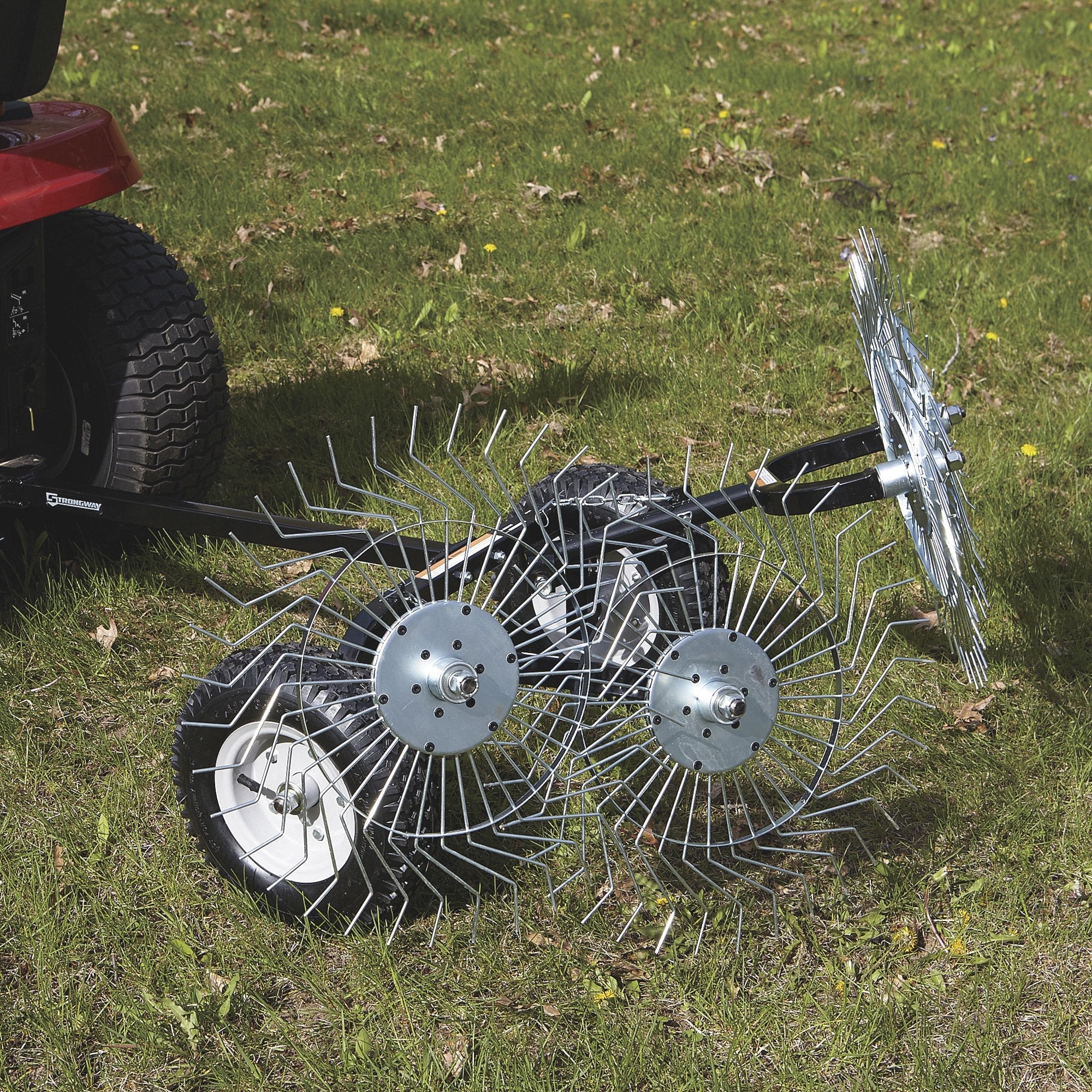 Strongway Acreage Rake 48in Dethatcher with 4 Tine Reels  - 49165