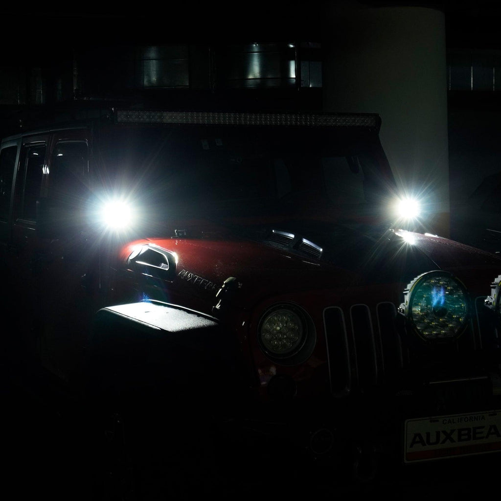 Auxbeam 52" 5D-PRO LED Light Bar & 3"LED PODS & 2 IN 1 Design Windshield Mounting Brackets For Jeep Wrangler JK 2007~2017 - GP00007524