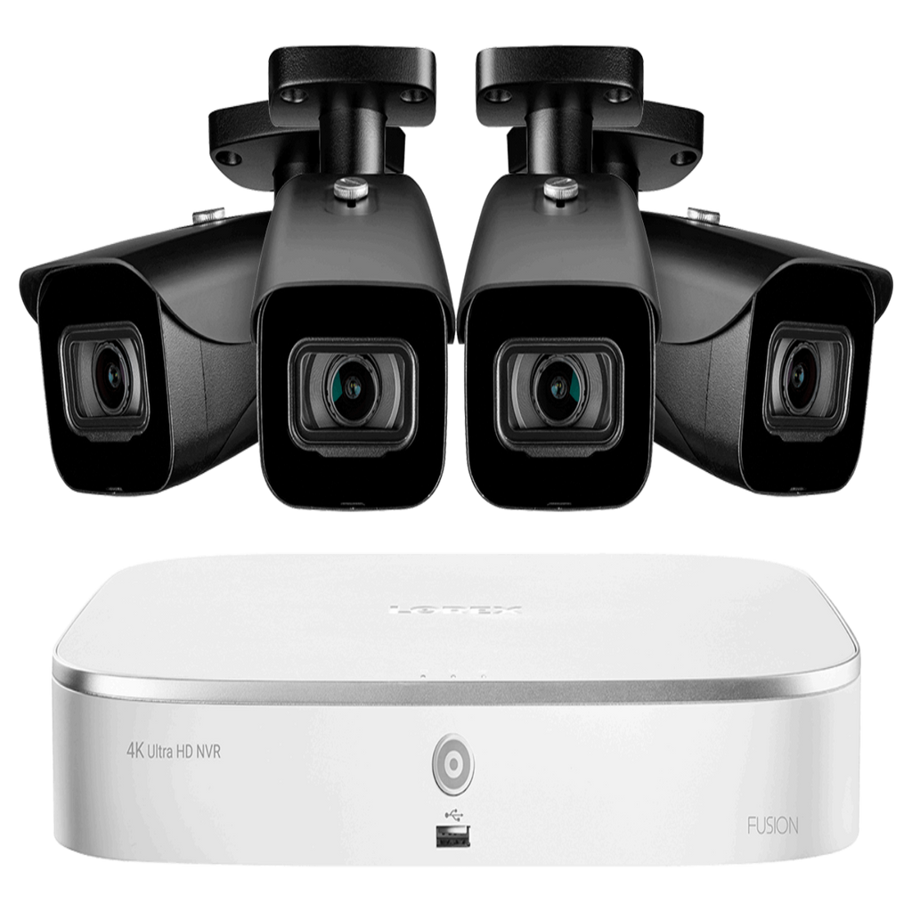 Lorex N4K2-84BB 8-Channel Fusion NVR System with Four 4K (8MP) IP Cameras Security Surveillance System New - N4K2-84BB