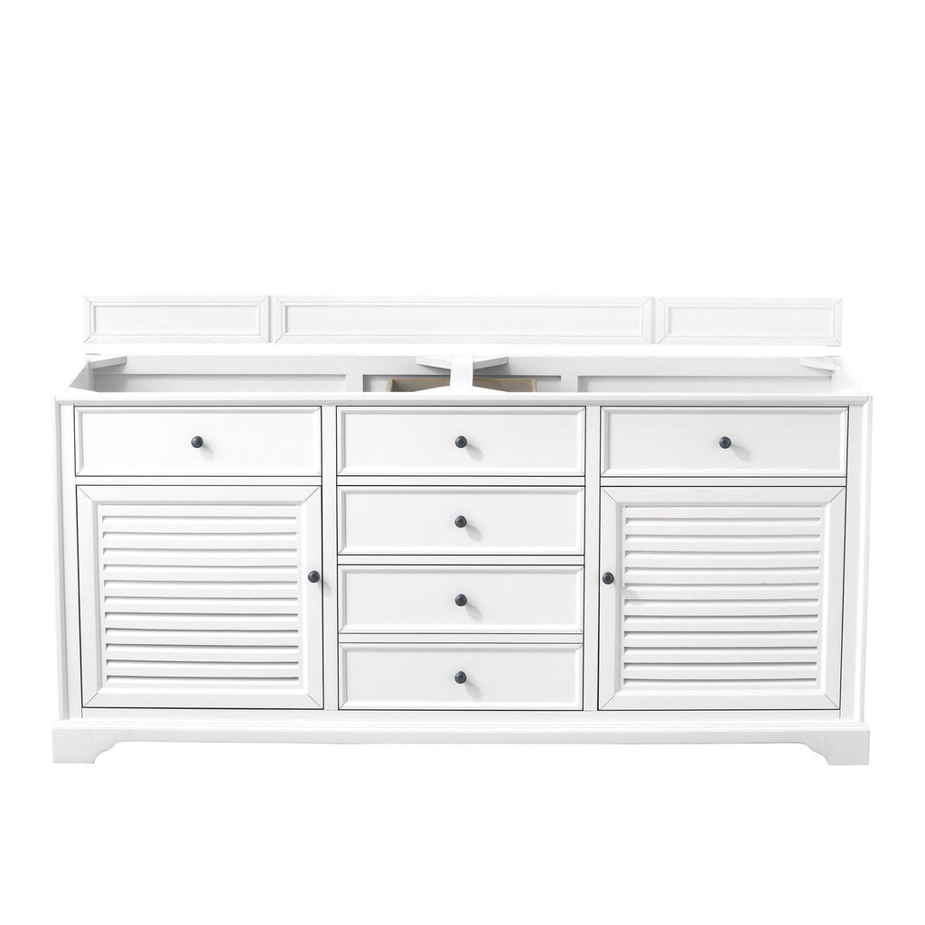 James Martin Vanities Savannah 72" Bright White Double Vanity - 238-104-V72-BW-3AF