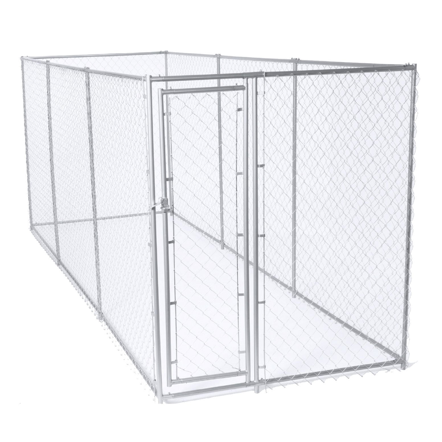 Lucky Dog 10' x 10' Chain Link Dog Kennel (2 Pack) & Waterproof Roof Cover - 174393