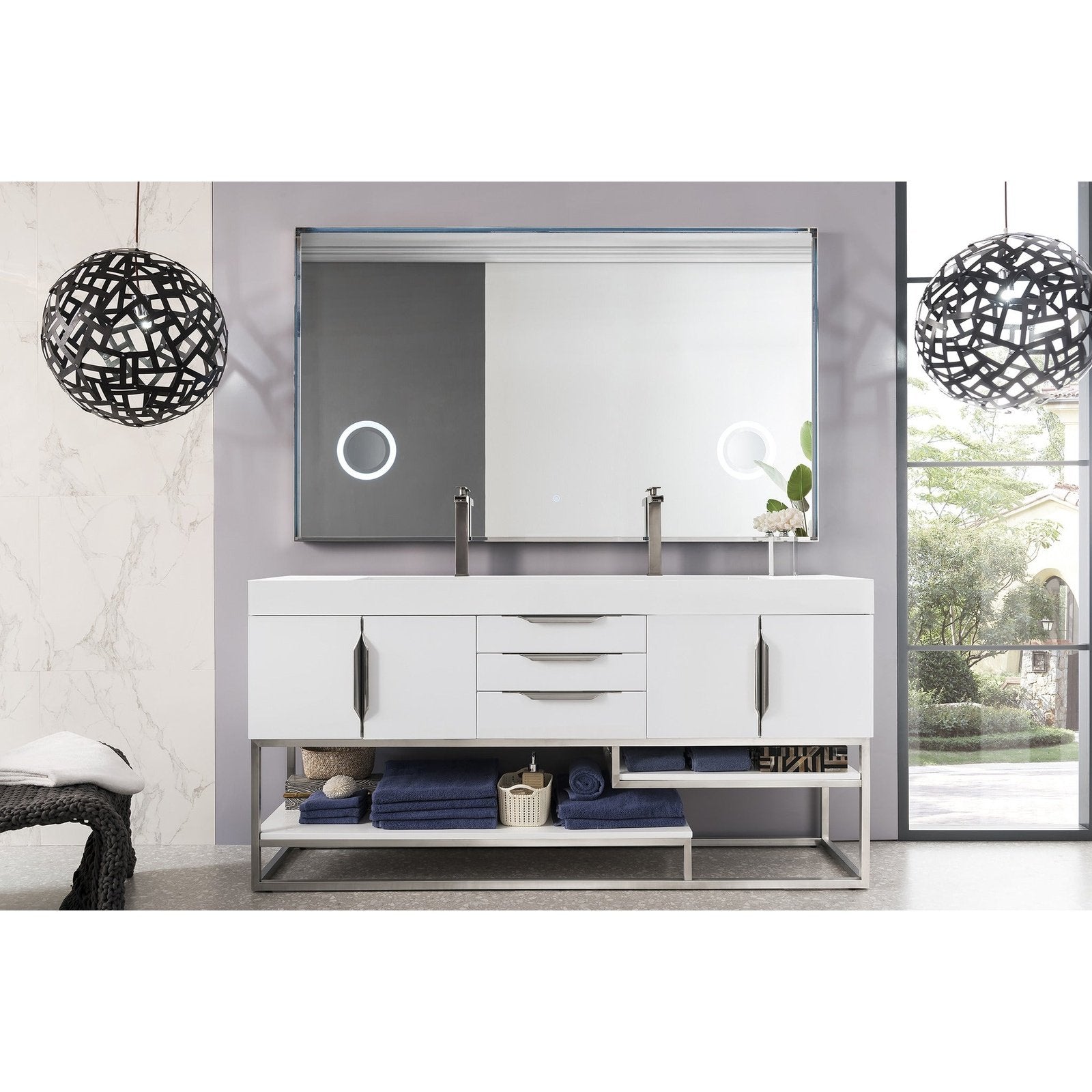James Martin Vanities Columbia 72" Double Vanity - 388-V72D-AGR-MB-DGG