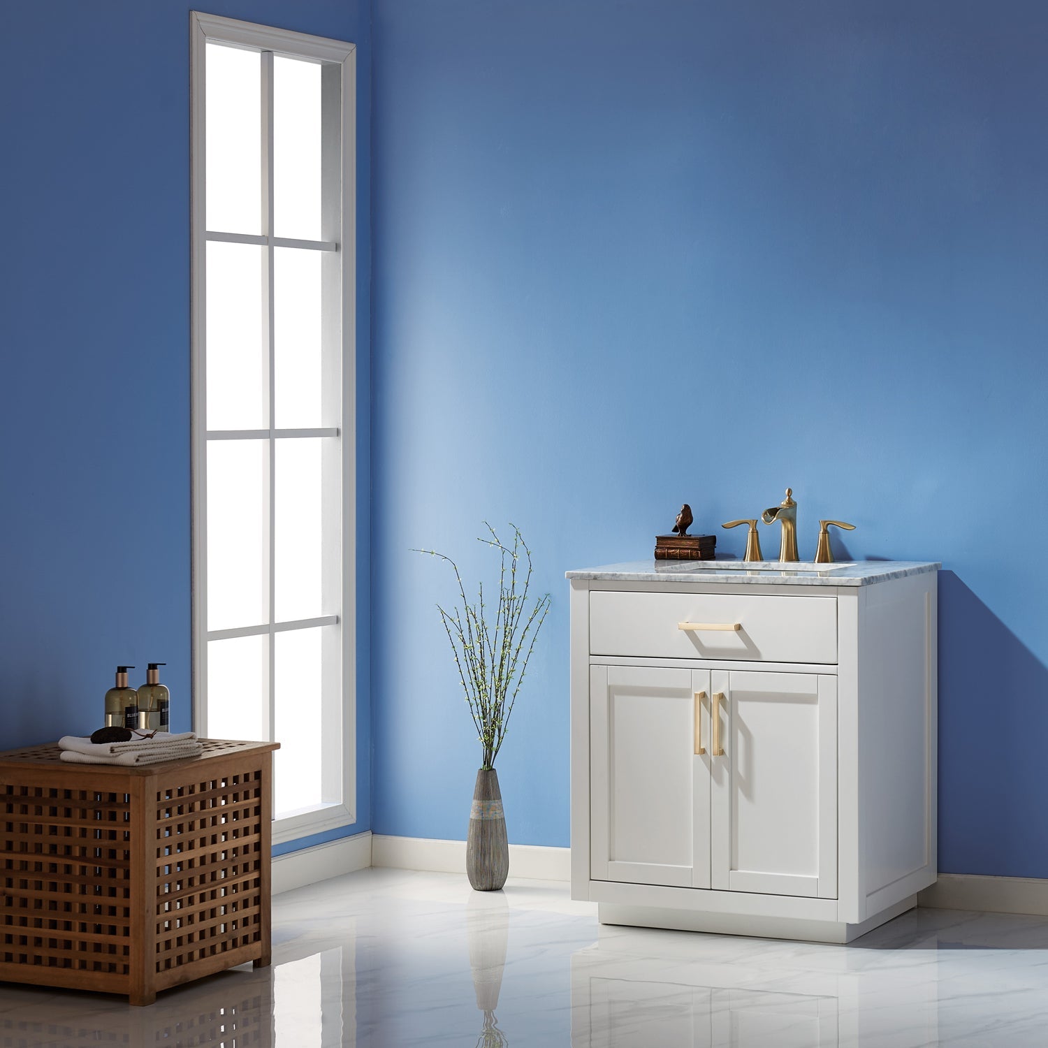 Altair Designs 30" single vanity with top - 531030-WH-CA-NM