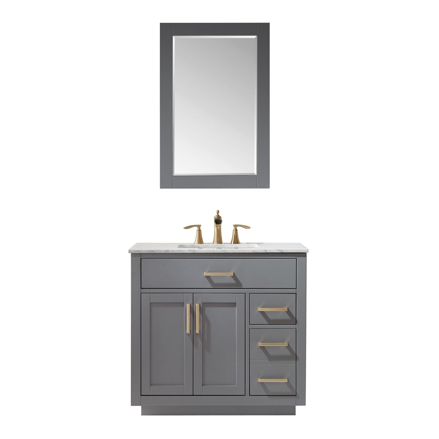 Altair Designs 36" single vanity with top - 531036-WH-CA-NM