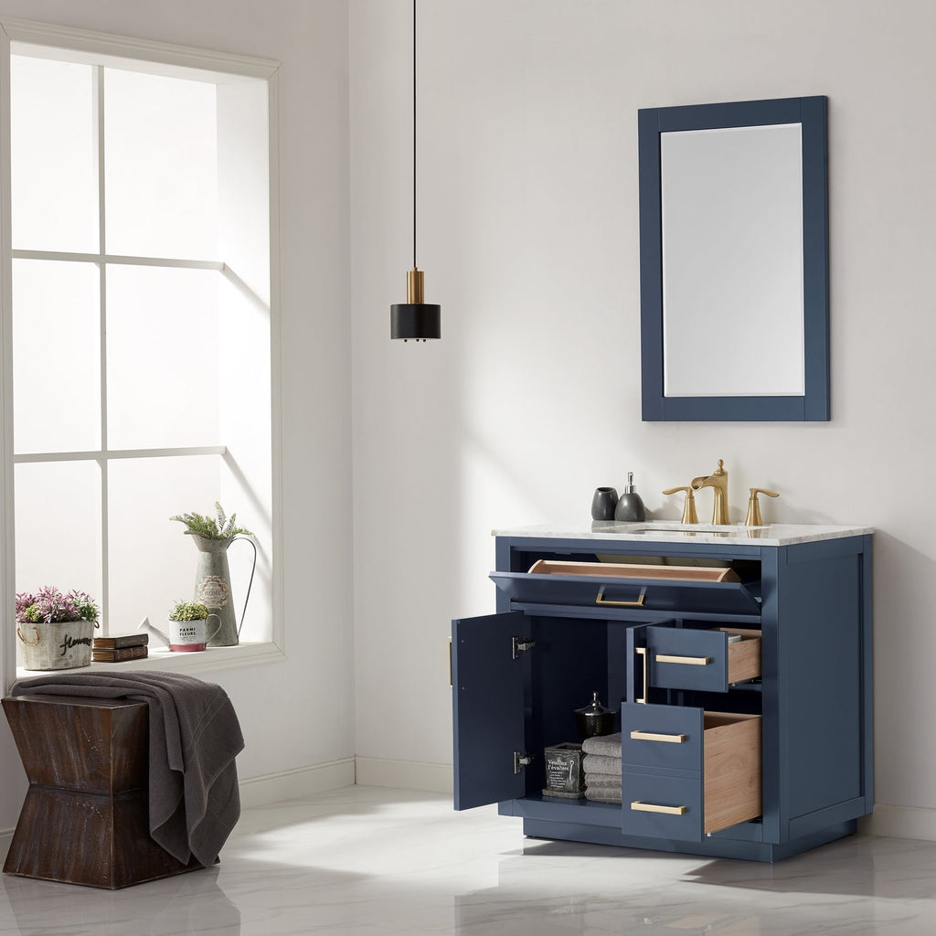 Altair Designs 36" single vanity with top - 531036-WH-CA-NM