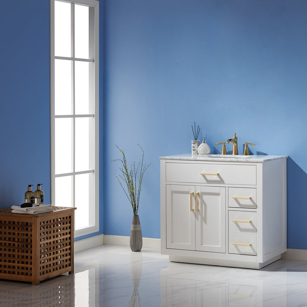 Altair Designs 36" single vanity with top - 531036-WH-CA-NM