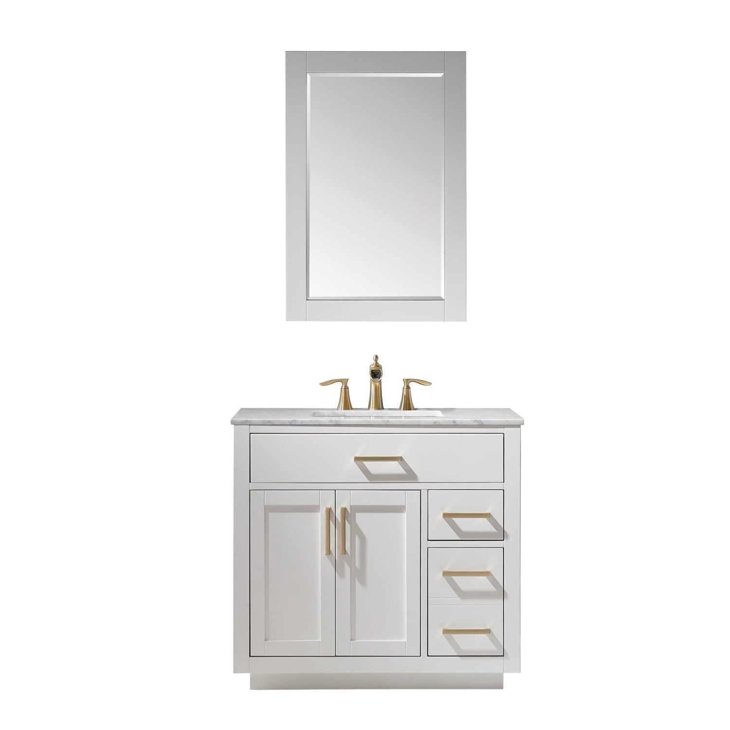 Altair Designs 36" single vanity with top - 531036-WH-CA-NM