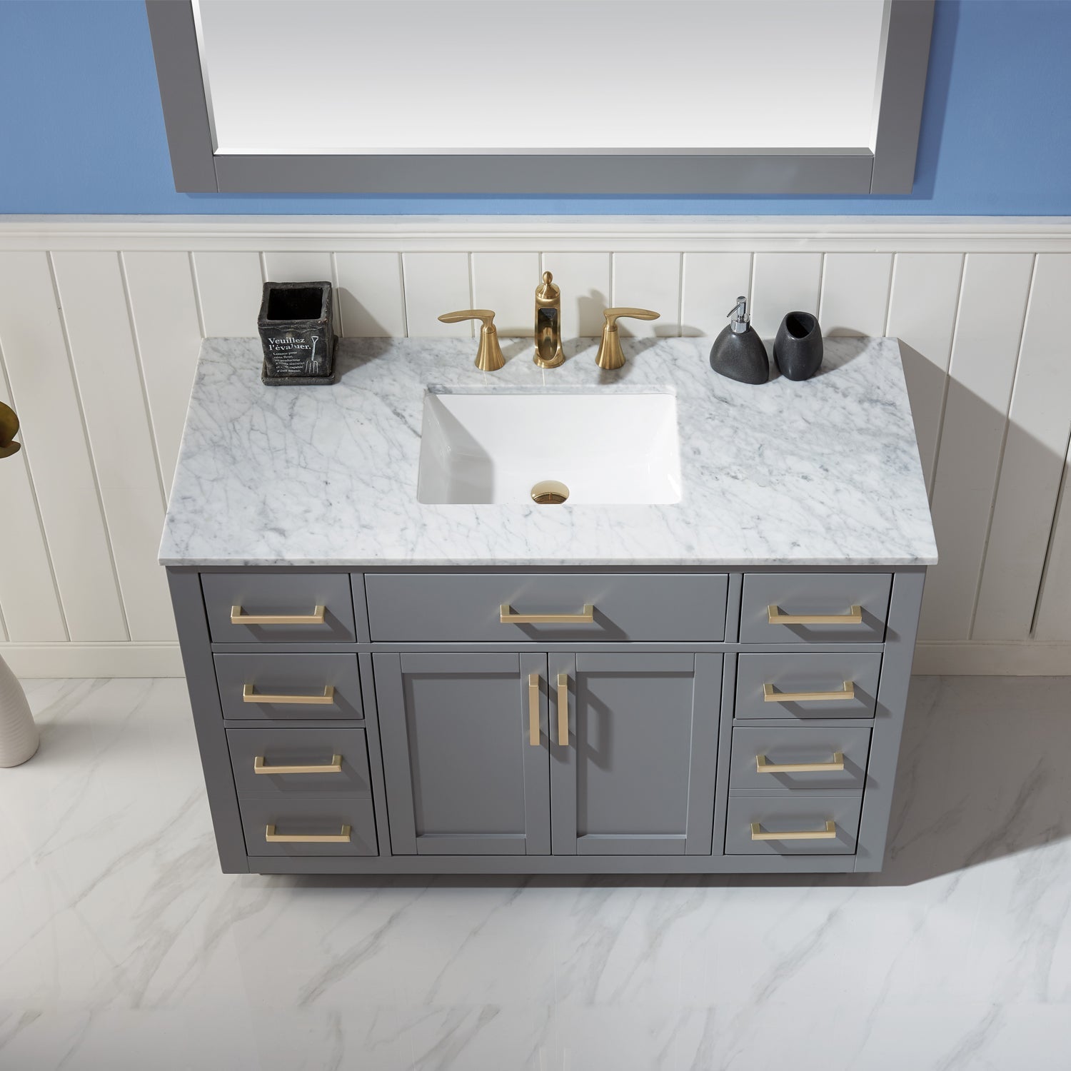 Altair Designs 48" single vanity with top - 531048-WH-CA-NM