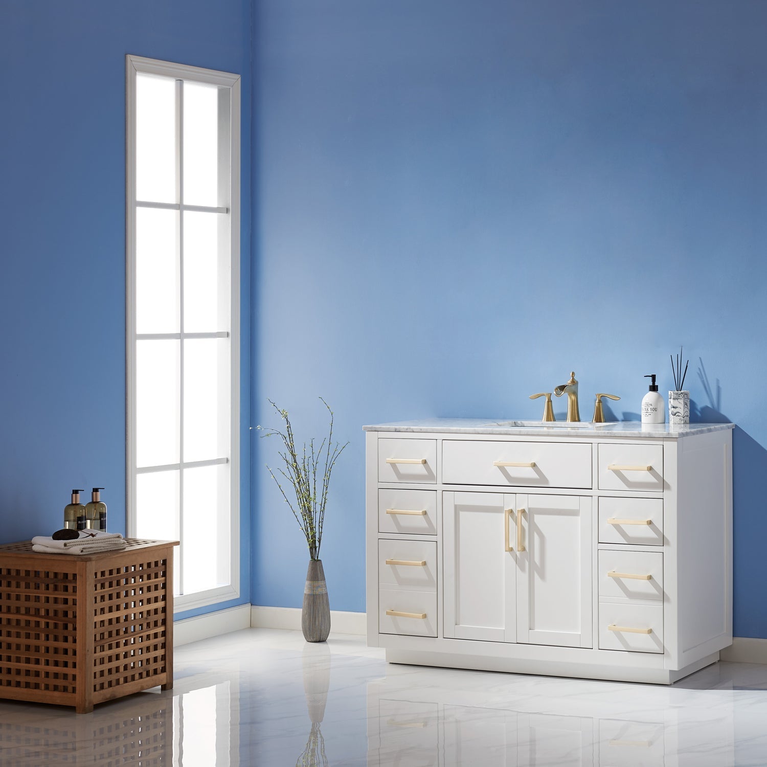Altair Designs 48" single vanity with top - 531048-WH-CA-NM