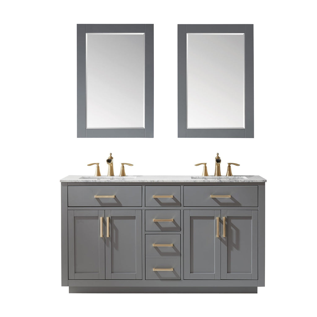 Altair Designs 60" double vanity with top - 531060-WH-CA-NM