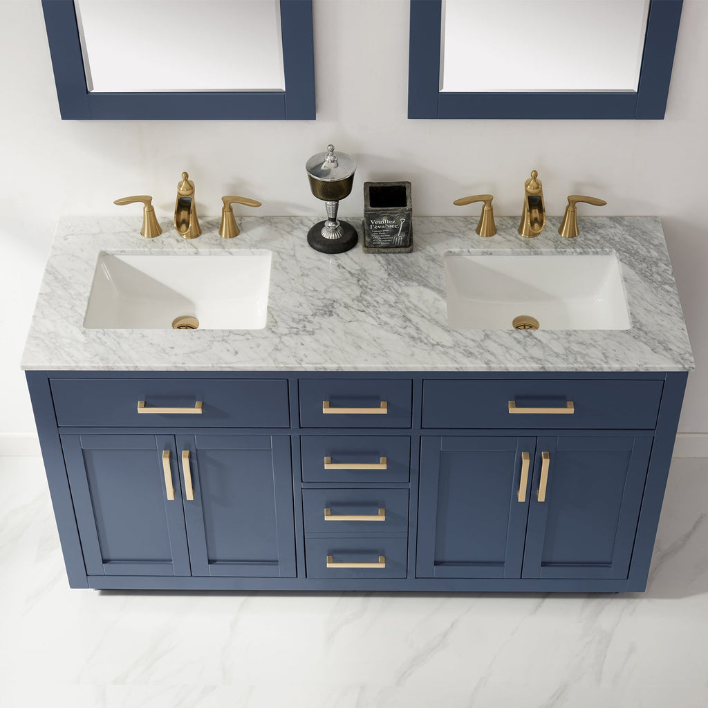 Altair Designs 60" double vanity with top - 531060-WH-CA-NM