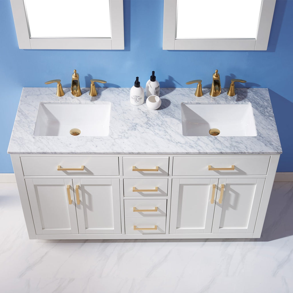 Altair Designs 60" double vanity with top - 531060-WH-CA-NM