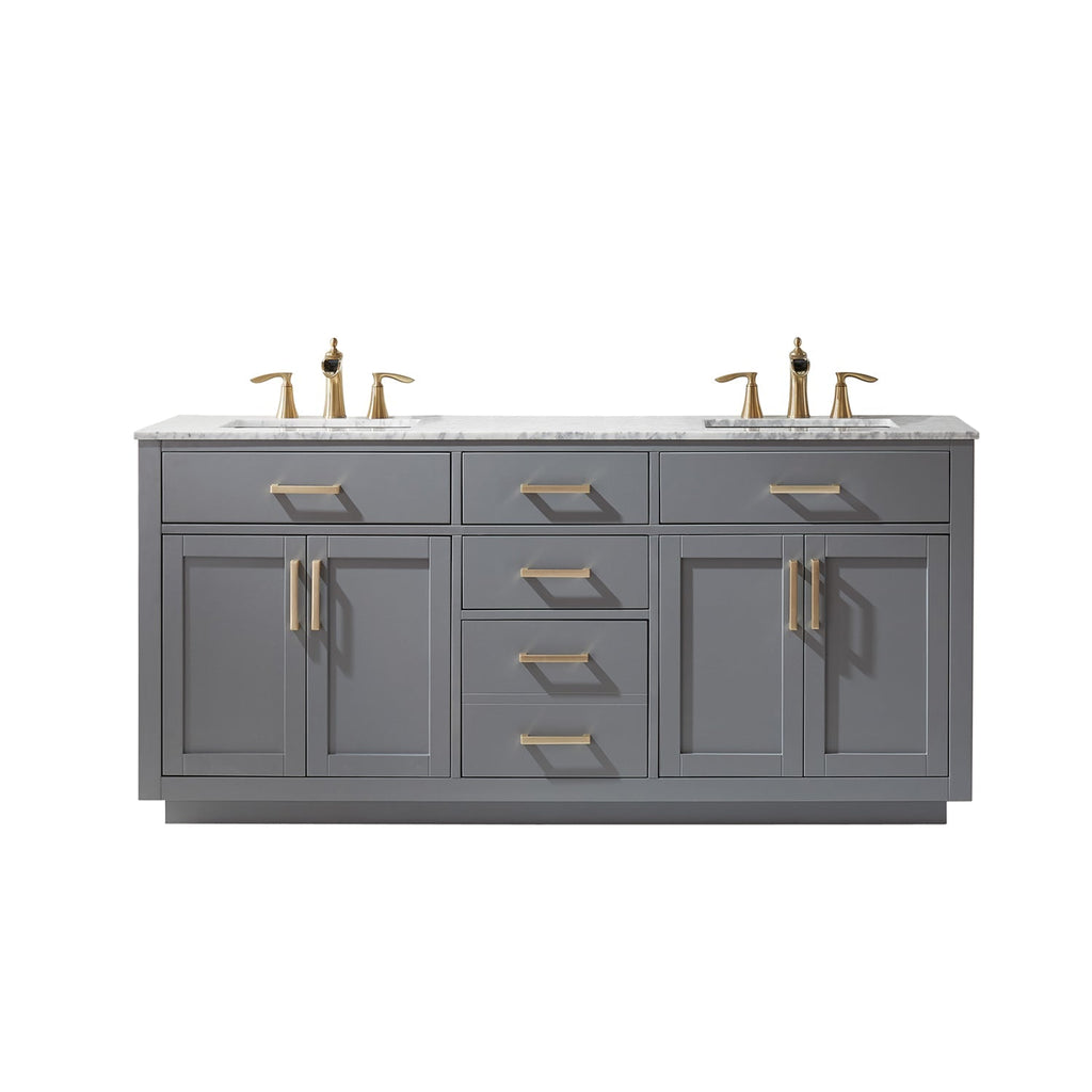 Altair Designs 72" double vanity with top - 531072-WH-CA-NM