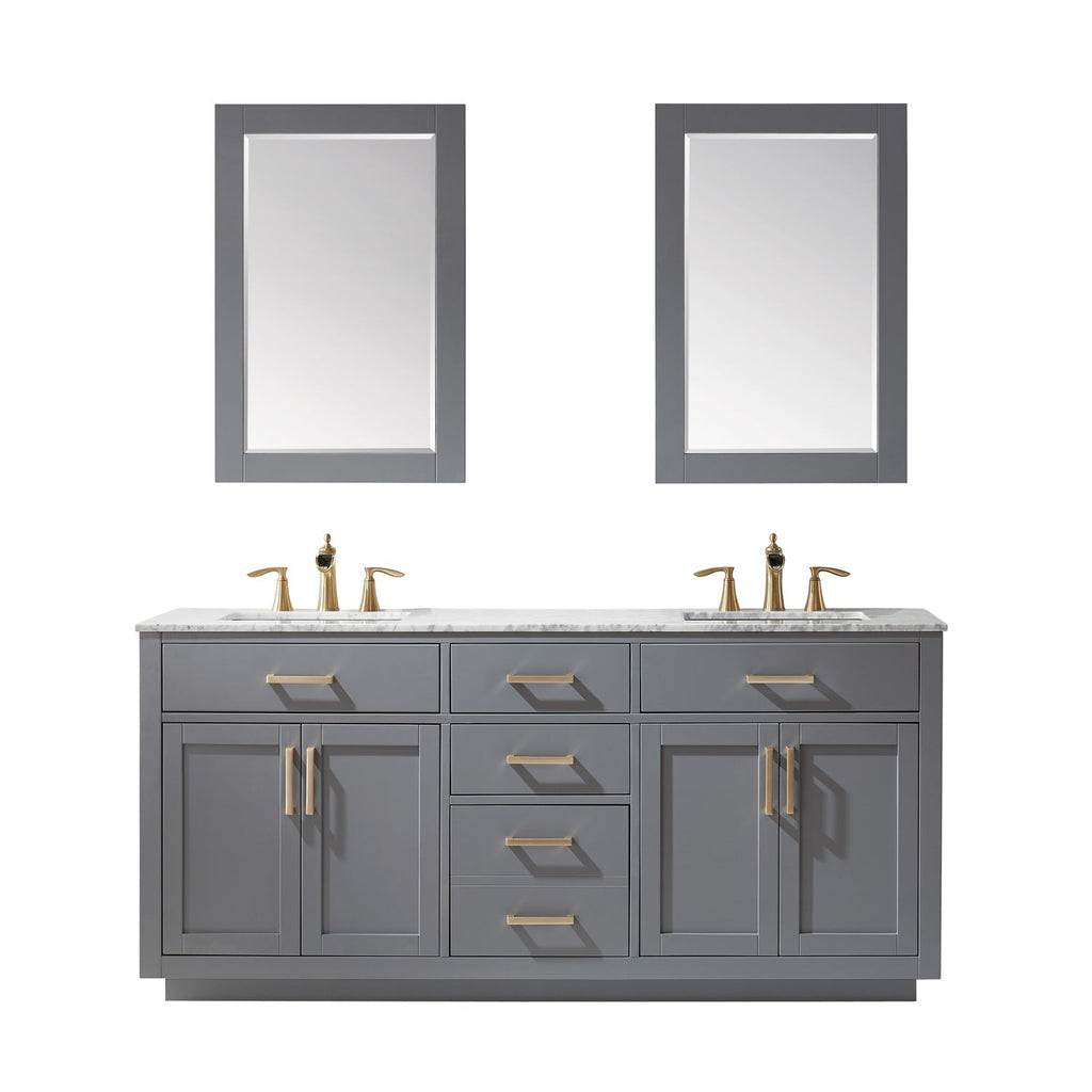 Altair Designs 72" double vanity with top - 531072-WH-CA-NM