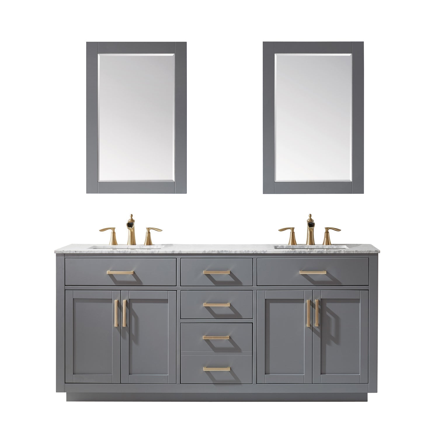 Altair Designs 72" double vanity with top - 531072-WH-CA-NM
