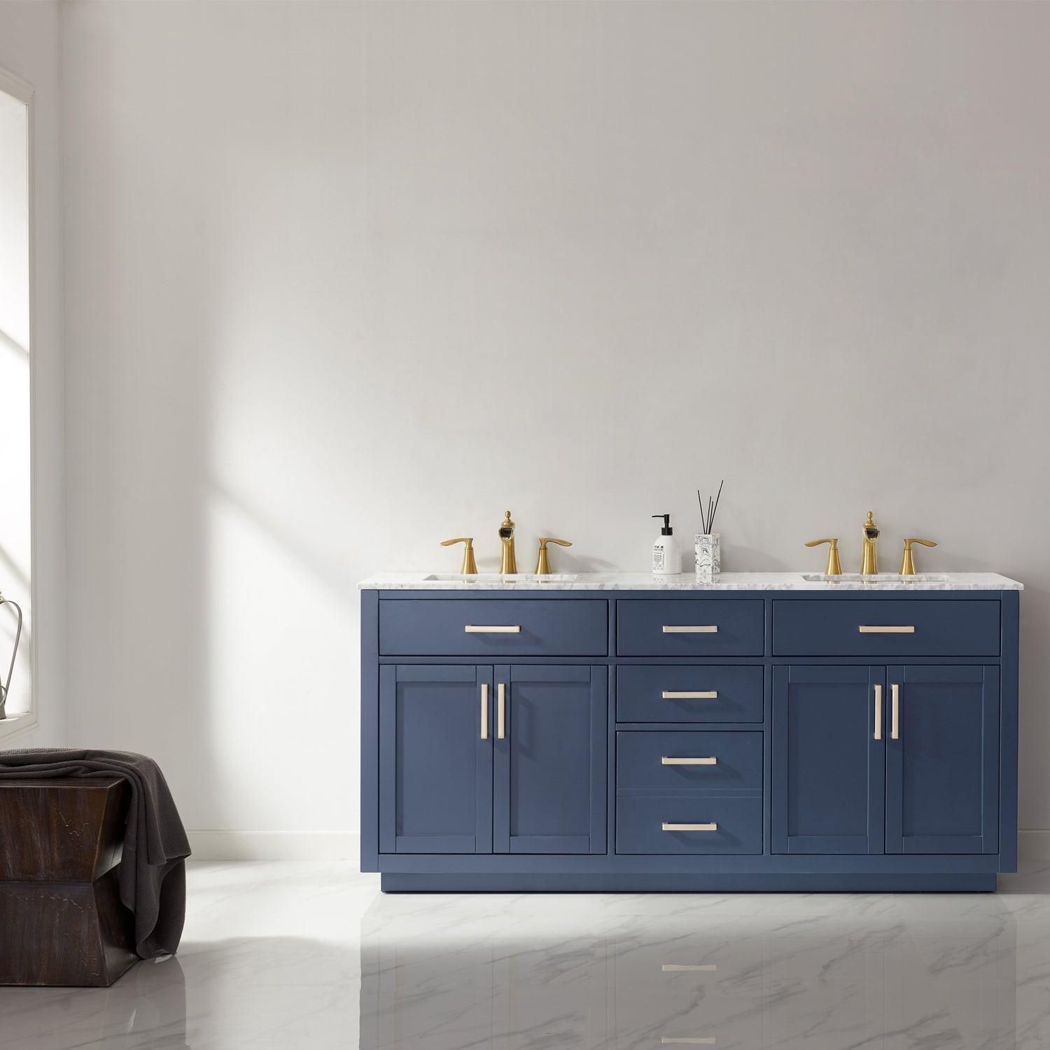 Altair Designs 72" double vanity with top - 531072-WH-CA-NM