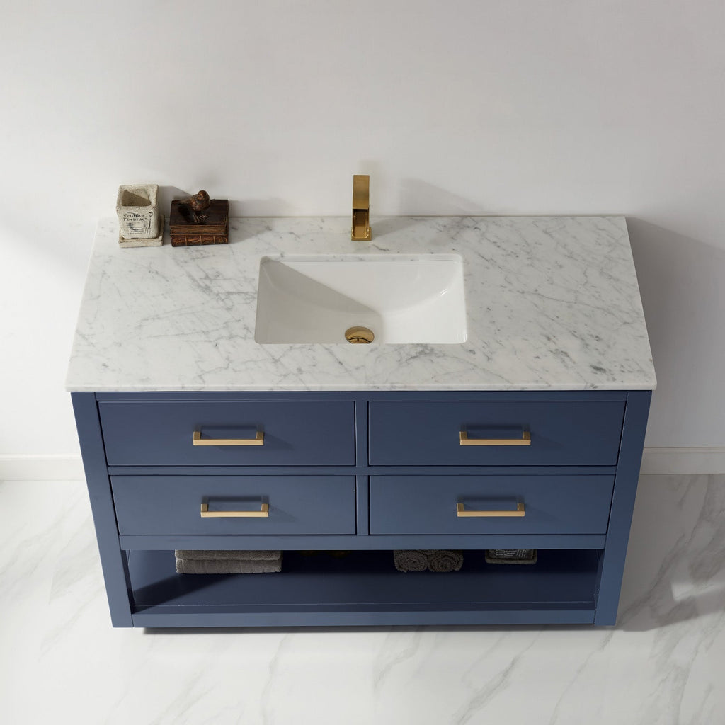 Altair Designs 48" single vanity with top - 532048-WH-CA-NM
