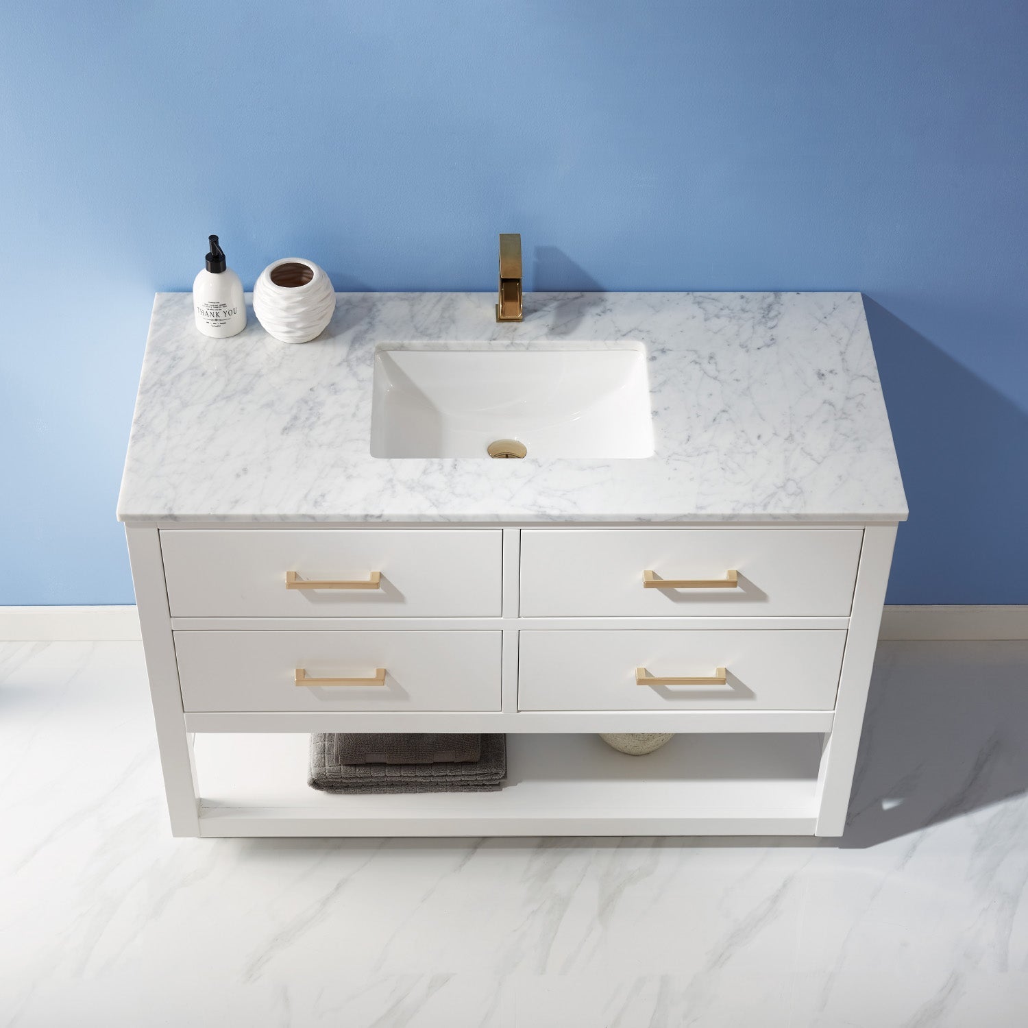 Altair Designs 48" single vanity with top - 532048-WH-CA-NM