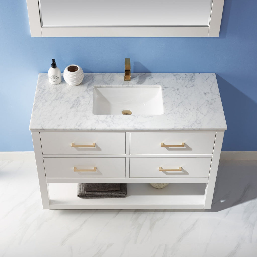 Altair Designs 48" single vanity with top - 532048-WH-CA-NM
