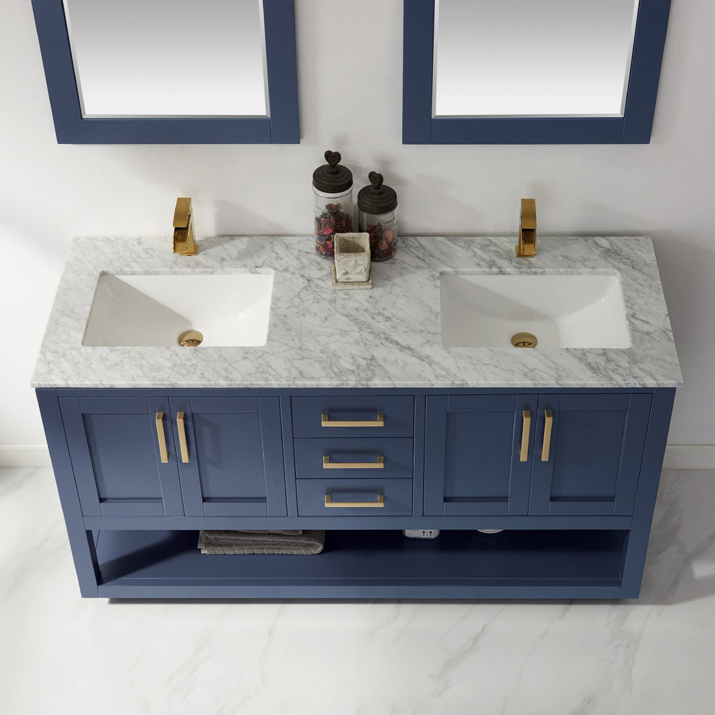 Altair Designs 60" double vanity with top - 532060-WH-CA-NM