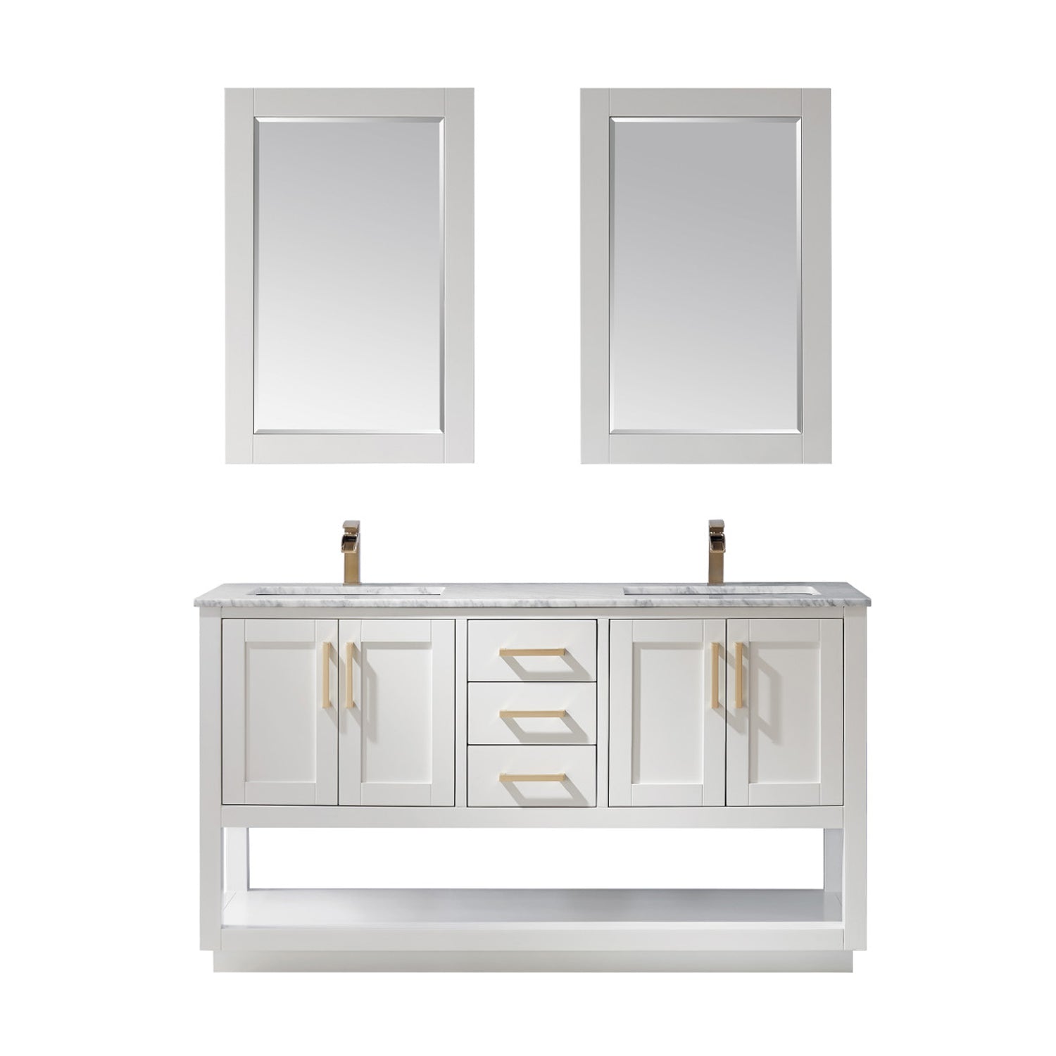 Altair Designs 60" double vanity with top - 532060-WH-CA-NM