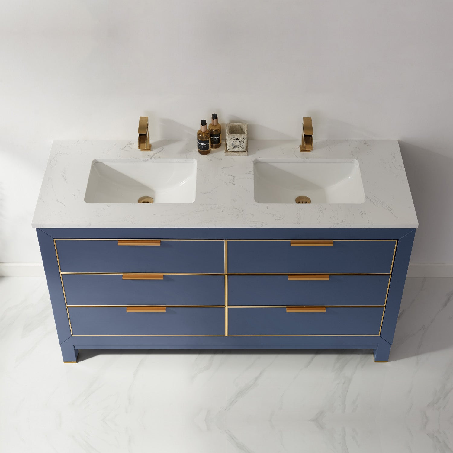 Altair Designs 60" double vanity with top - 533060-RB-AW-NM