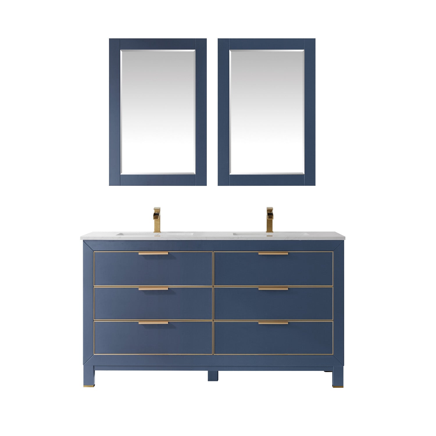 Altair Designs 60" double vanity with top - 533060-RB-AW-NM