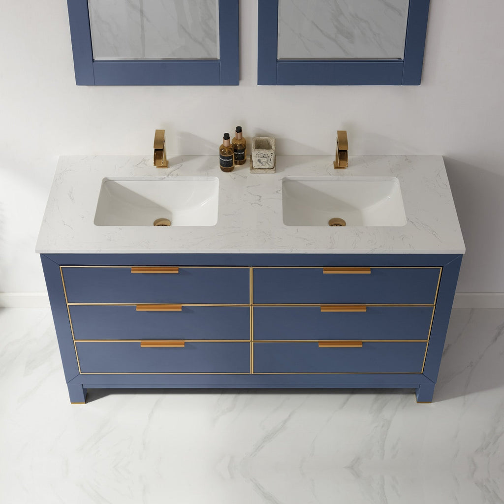 Altair Designs 60" double vanity with top - 533060-RB-AW-NM