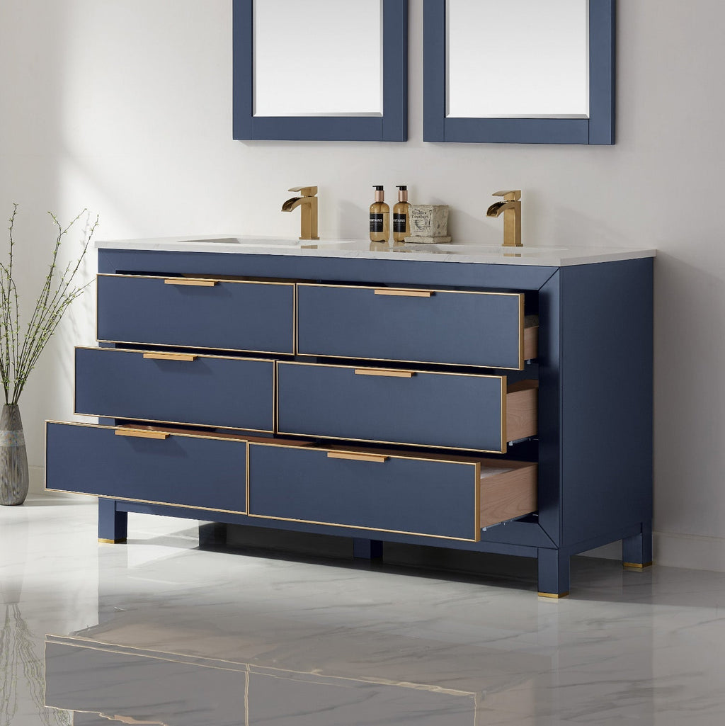Altair Designs 60" double vanity with top - 533060-RB-AW-NM
