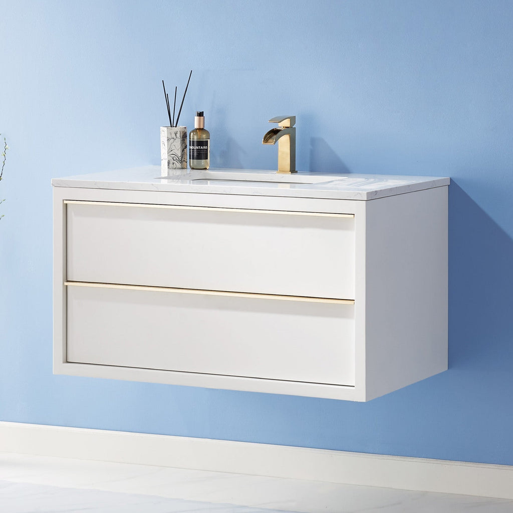 Altair Designs 36" single vanity with top - 534036-WH-AW-NM