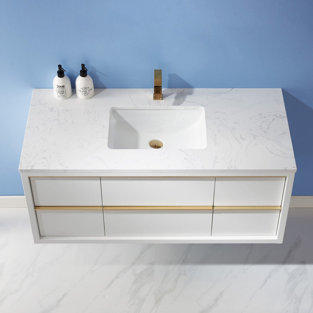Altair Designs 48" single vanity with top - 534048-WH-AW-NM