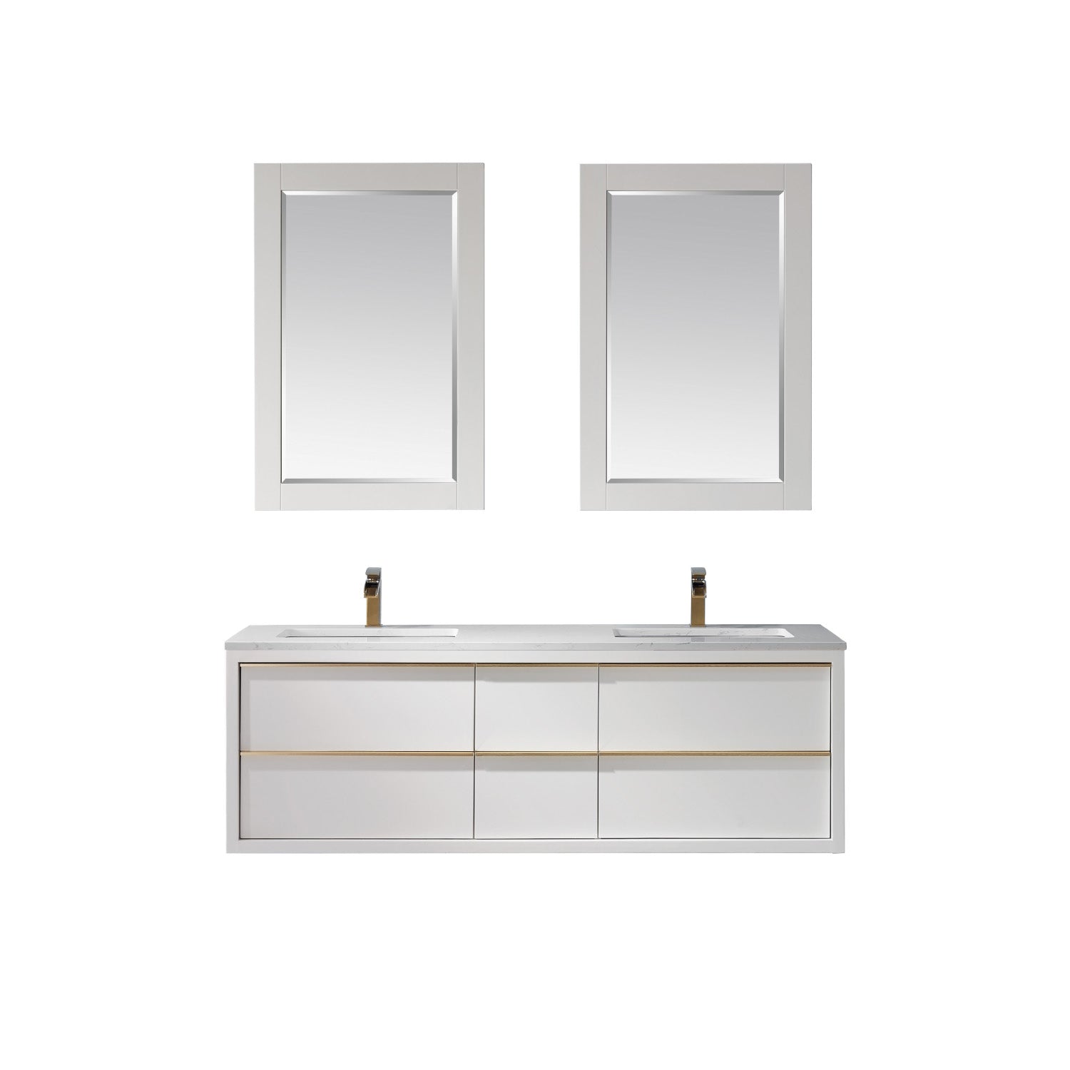 Altair Designs 60" double vanity with top - 534060-WH-AW-NM